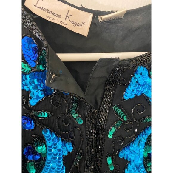 Vintage Lawrence Kazar Women's Sequin 100% Silk Long Sleeve Blazer - Large - Picture 2 of 13